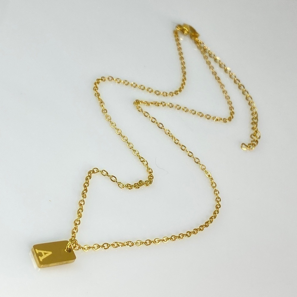 Initial Letter R Tag Necklace - Picture 5 of 7